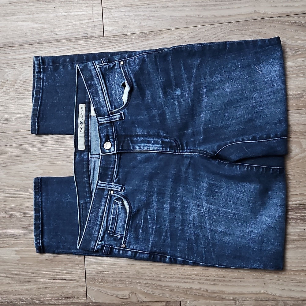 DKNY Jeans Mid Rise Distressed Stretch Cropped Ankle Blue Jeans Women's 06 - Picture 4 of 14